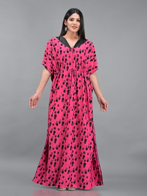 

Apratim Women Pink Maxi Satin Nightdress