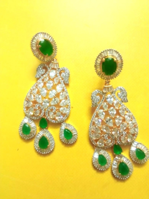 

Runjhun Women Green Contemporary Drop Earrings