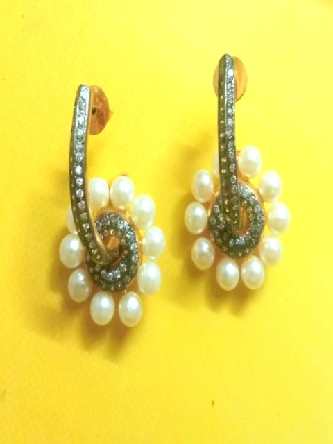 

Runjhun Black Contemporary Half Hoop Earrings