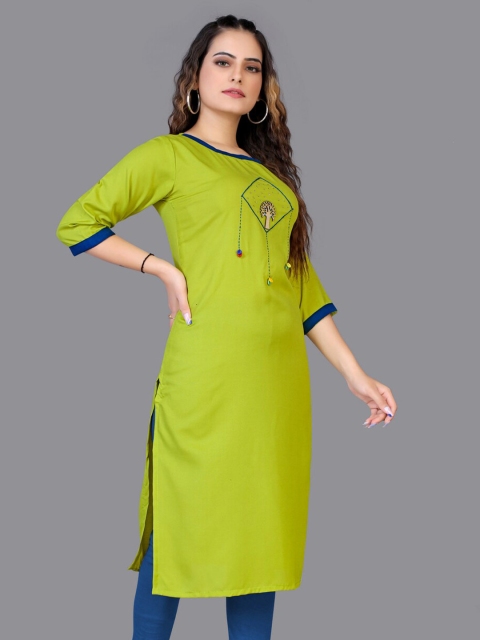 

Fashion FRICKS Women Green Embroidered Kurta