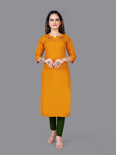 

Fashion FRICKS Women Mustard Yellow Straight Kurta