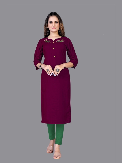 

Fashion FRICKS Women Maroon Thread Work Kurta