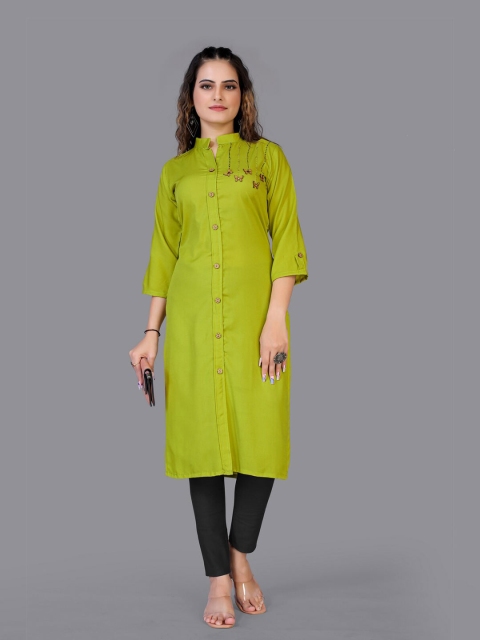 

Fashion FRICKS Women Green Embroidered Thread Work Kurta