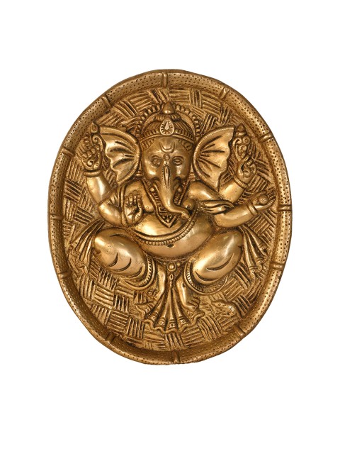 

Exotic India Gold-Toned Blessing Ganesha Wall Decor