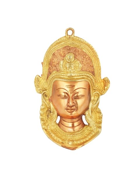 

Exotic India Copper-Toned Lord Indra Mask With Horizontal Third Eye Wall Decor