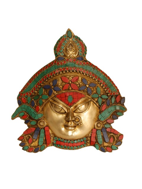 

Exotic India Gold-Toned & Red The Face of Goddess Durga Wall Decor