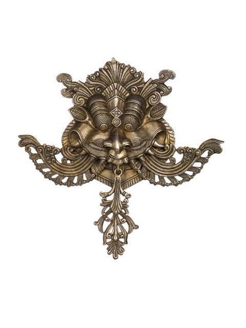 

Exotic India Gold-Toned Brass Kirtimukha Wall Hanging