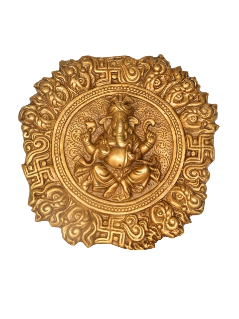 

Exotic India Gold-Toned Pagdi Ganesha Figurine Handmade Hanging Wall Decor