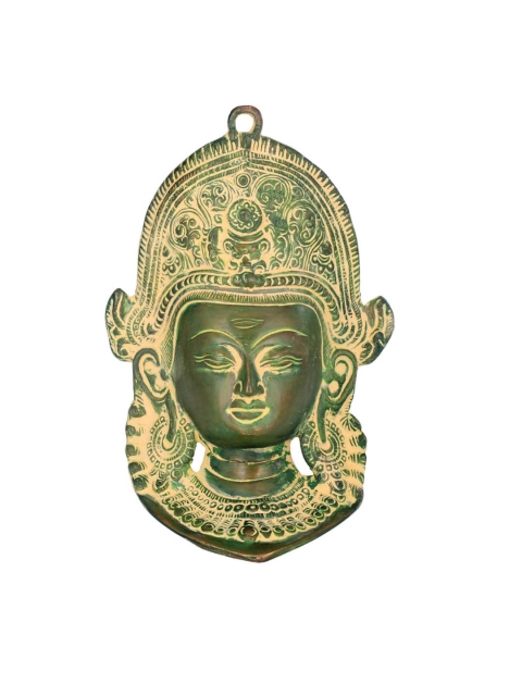 

Exotic India Green Lord Indra Mask With Horizontal Third Eye Wall Hanging