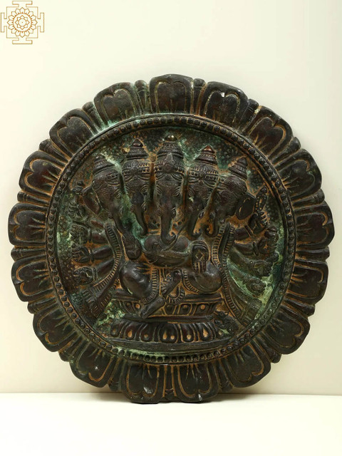 

Exotic India Black Five-Headed Ganesha Wall Hanging Plate