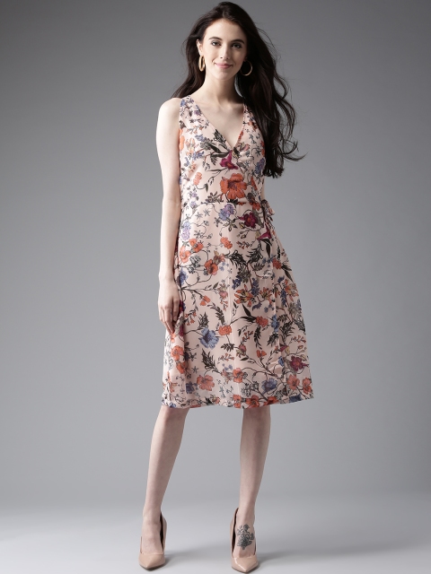 

Moda Rapido Women Peach-Coloured Printed A-Line Dress