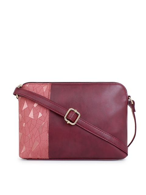 

LEGAL BRIBE Maroon Colourblocked PU Structured Sling Bag