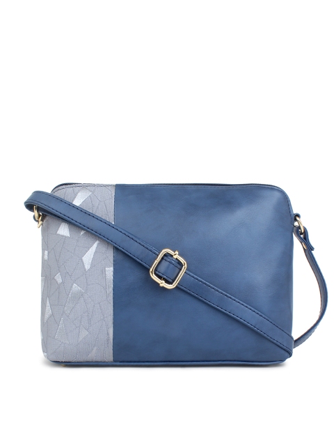 

LEGAL BRIBE Blue Colourblocked PU Structured Sling Bag