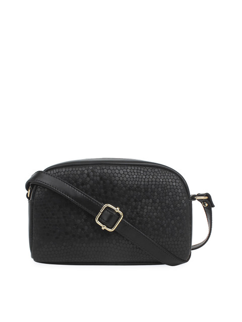 

LEGAL BRIBE Black Textured PU Structured Sling Bag