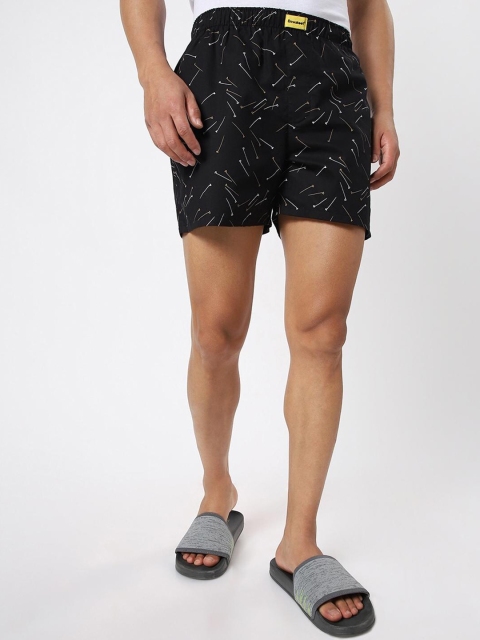 

Bewakoof Men Black Printed Pure Cotton Boxers