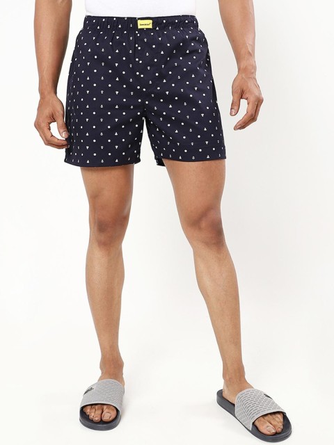 

Bewakoof Men Blue Printed Pure Cotton Boxers