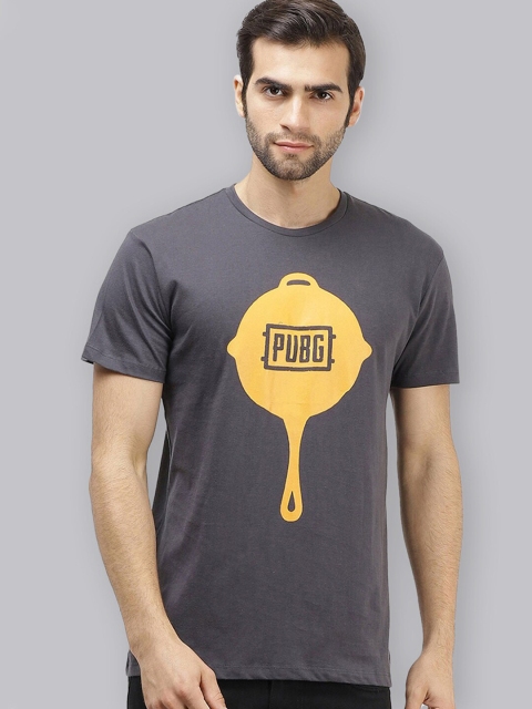 

Free Authority Men Charcoal PUBG Printed Pure Cotton T-shirt
