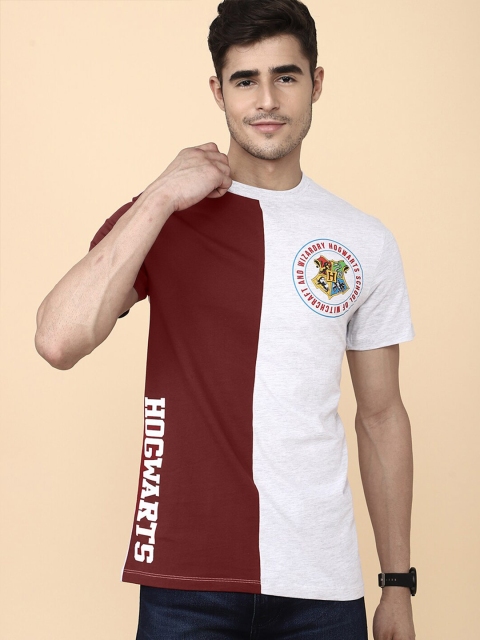 

Free Authority Men Maroon & White Harry Potter Colourblocked T-shirt