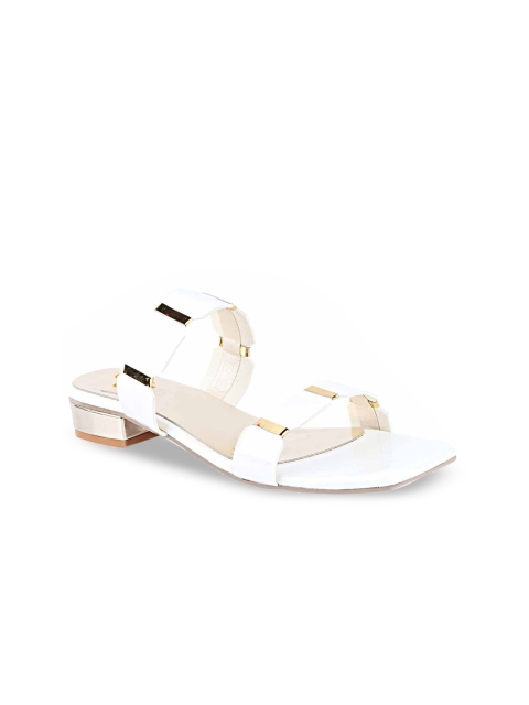 

Stylestry Off White Textured Flatform Peep Toes