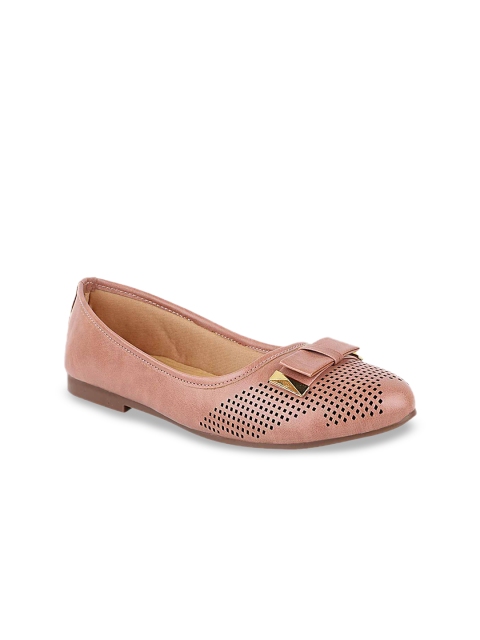 

Stylestry Women Peach-Coloured Textured Ballerinas with Bows Flats