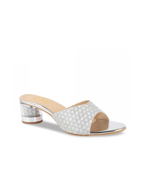 

Stylestry Silver-Toned Embellished Party Block Heels