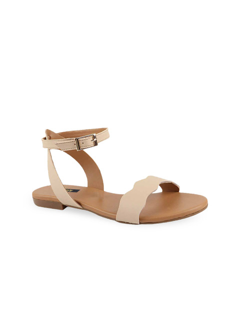 

Stylestry Women Cream-Coloured Colourblocked Open Toe Flats
