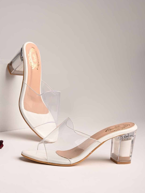 

Stylestry Women White Solid Synthetic Patent Block Heels