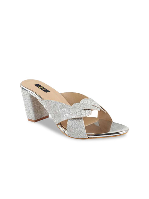 

Stylestry Women Silver-Toned Embellished Block Sandals