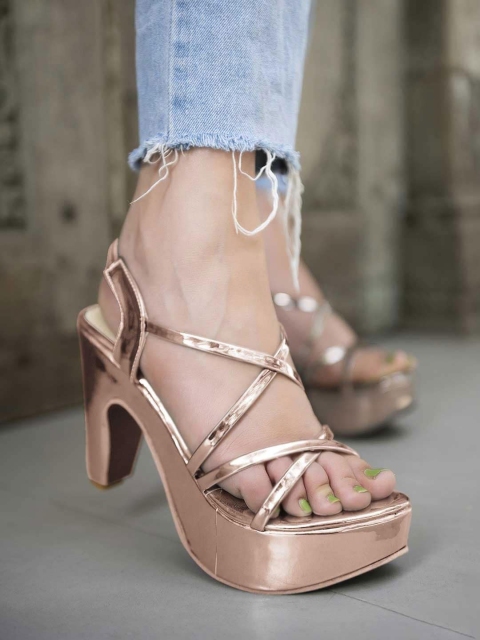 

Stylestry Gold-Toned Party Stiletto Heels