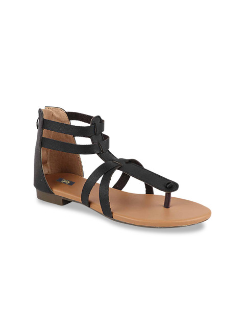 

Stylestry Women Black Open Toe Flats