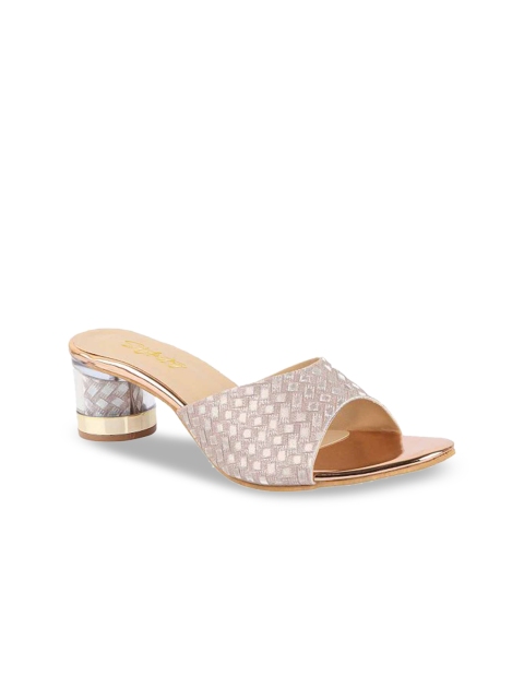 

Stylestry Copper-Toned Embellished Party Block Heels