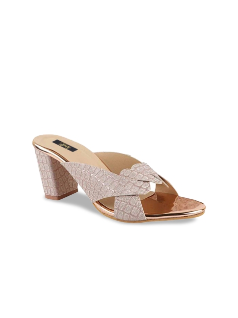 

Stylestry Rose Gold Embellished Party Block Sandal Heels