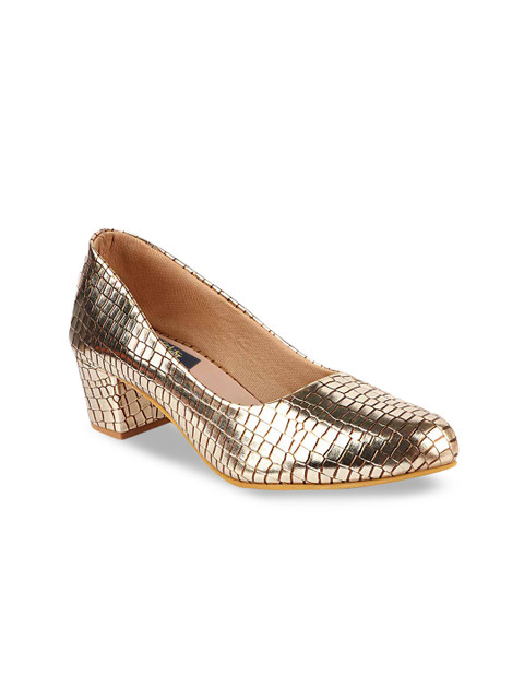 

Stylestry Gold-Toned Textured Block Pumps