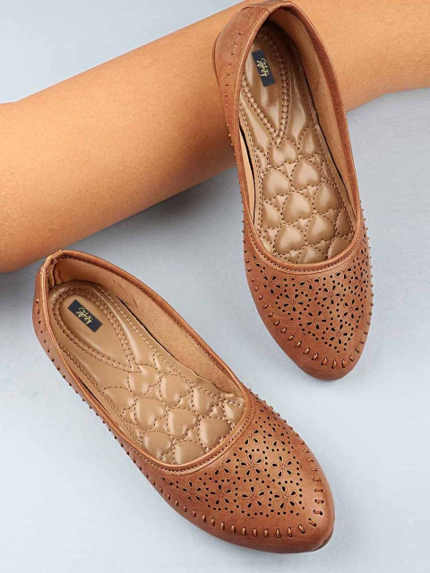 

Stylestry Women Tan Ballerinas with Laser Cuts