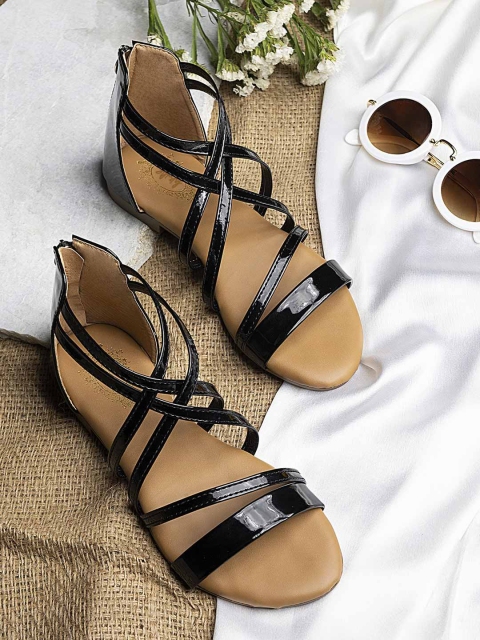 

Stylestry Women Black Gladiators Flats