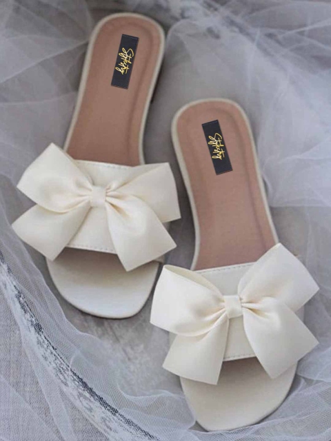 

Stylestry Women White Solid Open Toe Flats