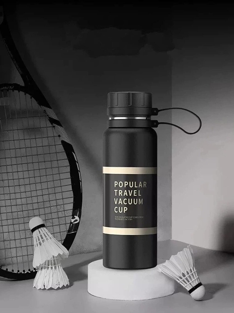 

HOUSE OF QUIRK Black Double Wall Vacuum Insulated Thermos Flask