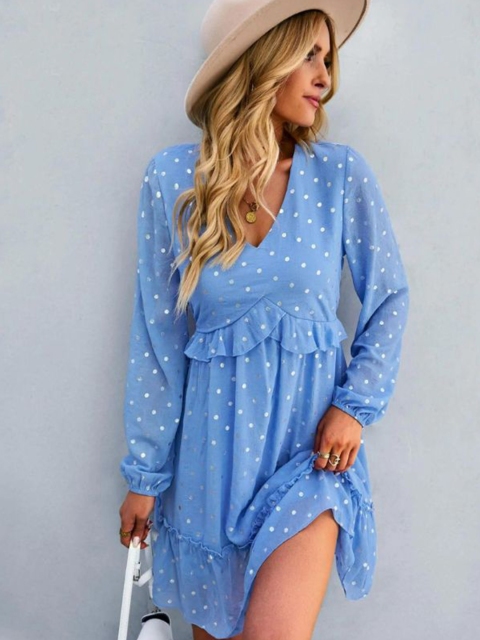 

La Aimee Women Blue Polka Dotted Dress