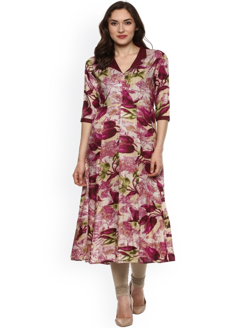 

La Firangi Women Mauve Printed A-Line Kurta