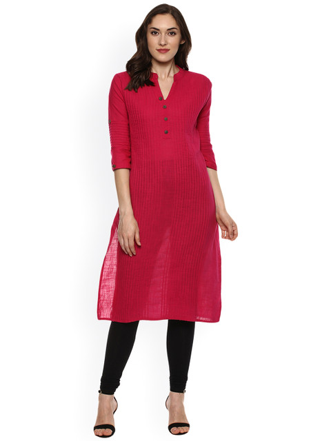 

La Firangi Women Pink Solid Straight Kurta