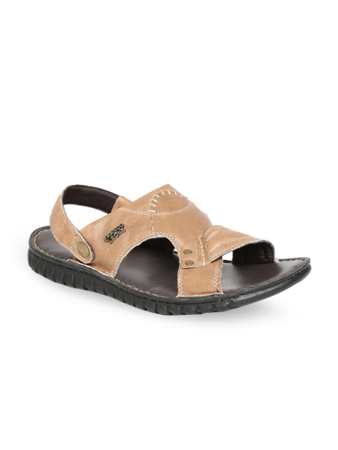 

Franco Leone Men Beige Leather Comfort Sandals