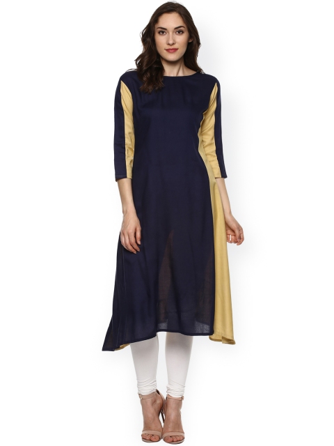 

La Firangi Women Navy Blue & Beige Solid A-Line Kurta
