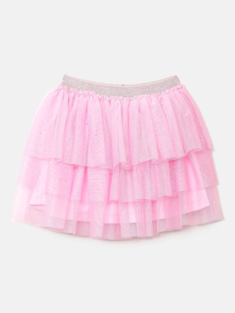 

United Colors of Benetton Girls Pink Solid Mini Tulle Skirts