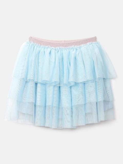 

United Colors of Benetton Girls Blue Solid Tiered Tulle Mini Skirt