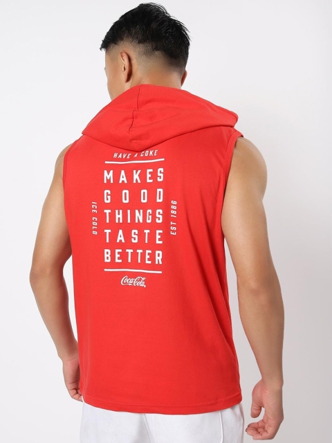 

Bewakoof Men Red Hooded Pullover Sweatshirt