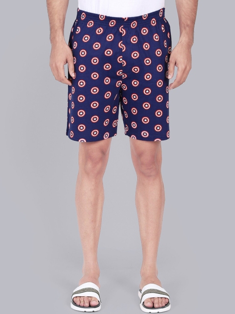 

Free Authority Men Navy Blue Printed Captain America Shorts