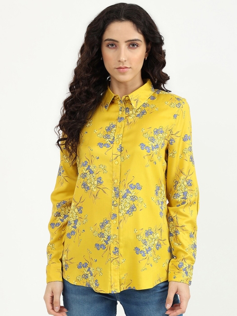 

United Colors of Benetton Women Mustard Floral Printed Casual Shirt