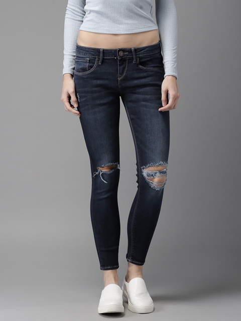 

Moda Rapido Women Mid-Rise Skinny Fit Blue Low Distressed Stretchable Jeans