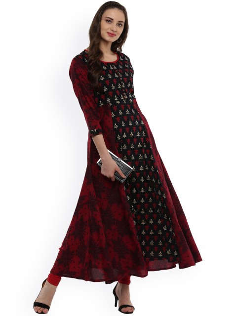 

Fashion String Women Red & Black Printed Anarkali Kurta