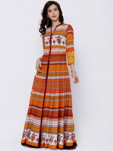 

Vishudh Women Yellow & Red Printed Anarkali Kurta